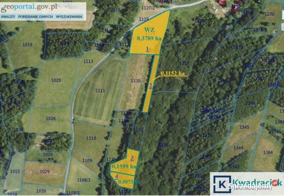 sprzedaży gruntu 7513m2 Nozdrzec kanalizacja