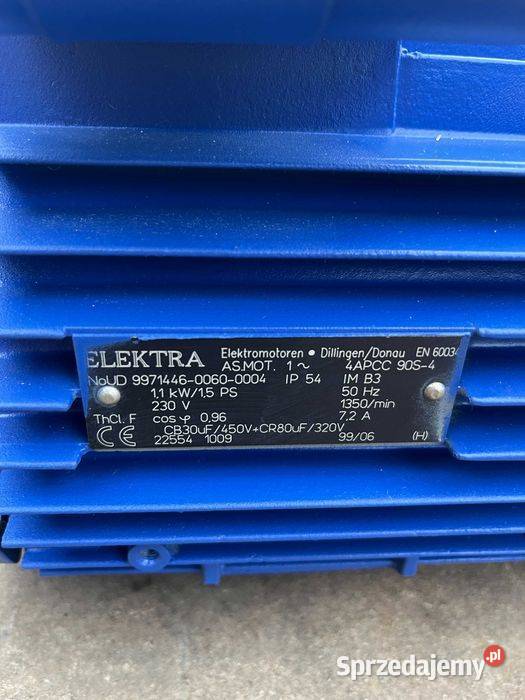 Silnik elektryczny ELEKTRA 11kW 1350 obrmin 230V Tuliszków