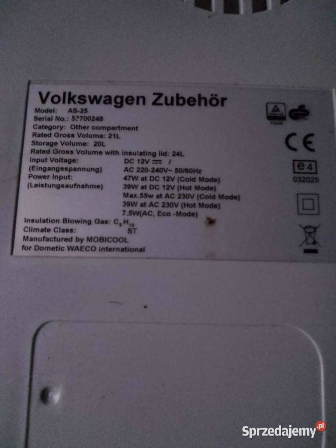 Lodówka turystyczna AS 25 Oryginał Volkswagen Legnica