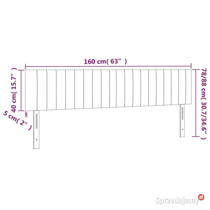 Zagłówek do łóżka z LED ciemnoszary 160x5x7888 Warszawa