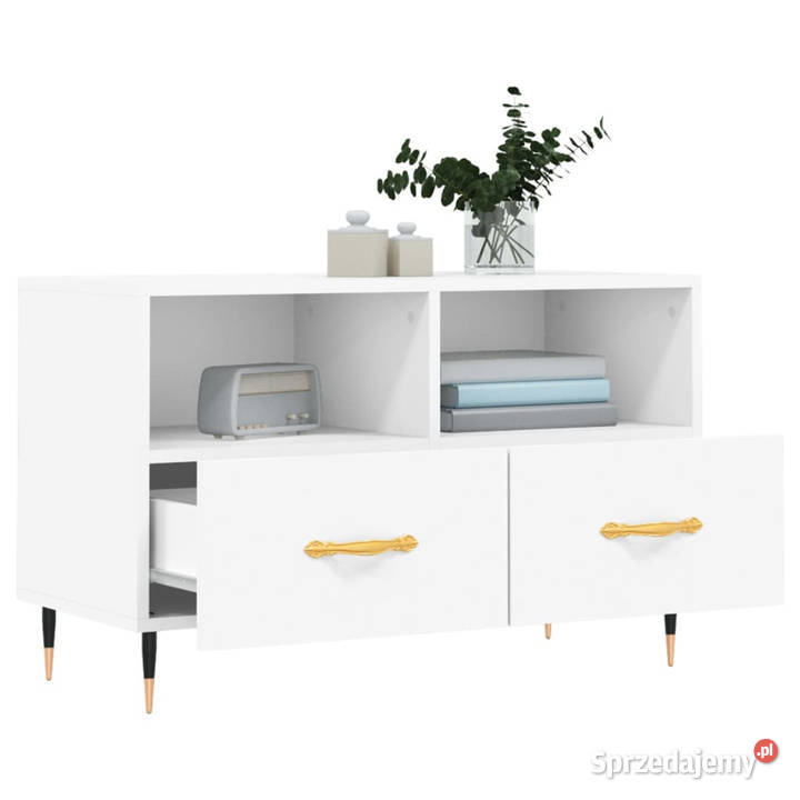 Szafka pod TV biała 80x36x50 materiał