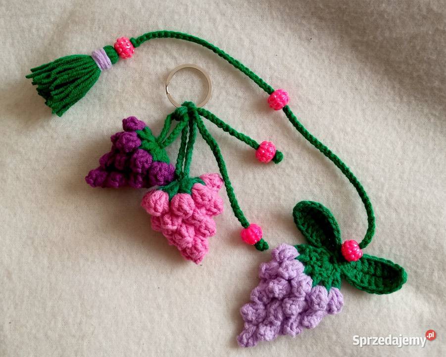 Winogrona wykonane na szydełku brelok zakładka łódzkie Łask sprzedam