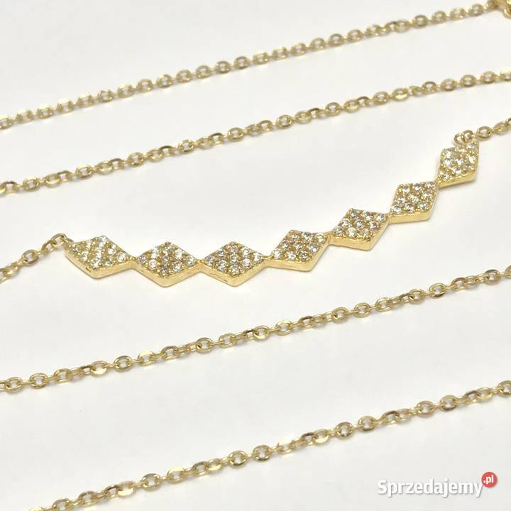 Złoty ŁAŃCUSZEK naszyjnik 18K KAMIENIE 46 cud Warszawa