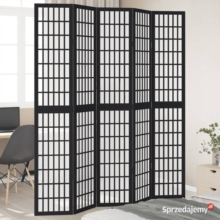 Parawan pokojowy 5panelowy czarny lite drewno Warszawa