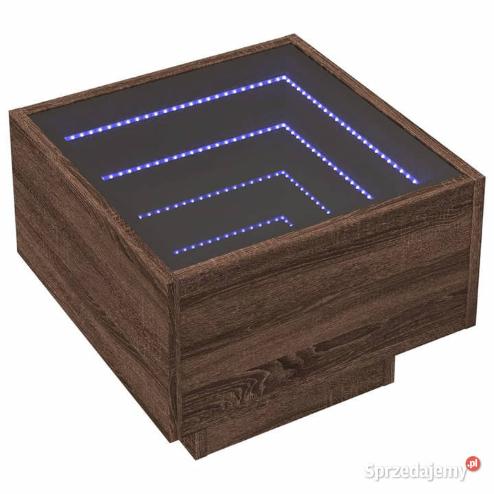 Stolik boczny z LED brązowy dąb 40x40x30 mazowieckie