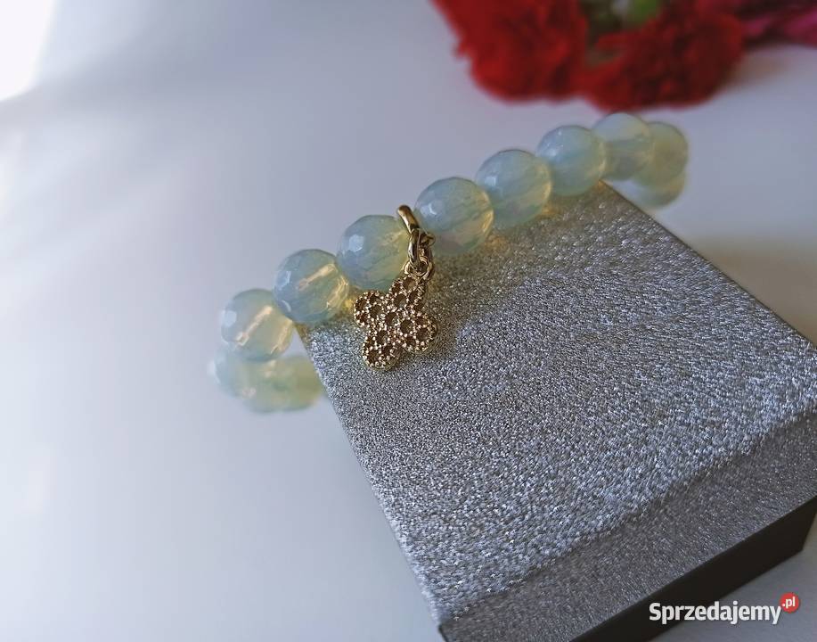 Bransolety opal mleczny skórka ekologiczna Warszawa