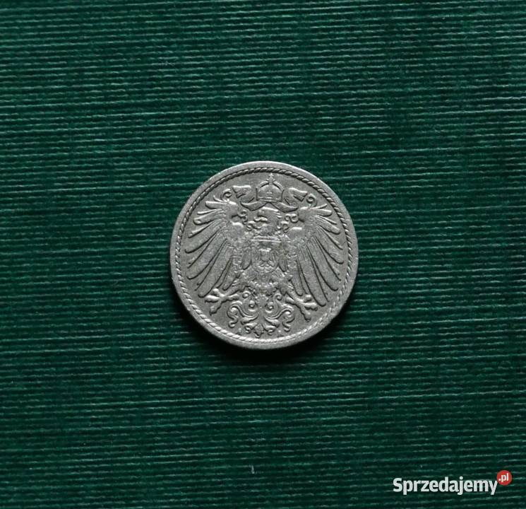 NIEMCY 5 fenigów 1911r Znak menniczy A Berlin Gliwice