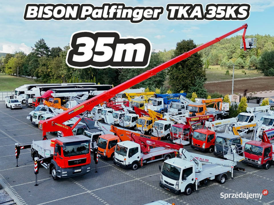 MAN TGM 18340 Zwyżka BISON Palfinger 35 KS immobilizer Widełki