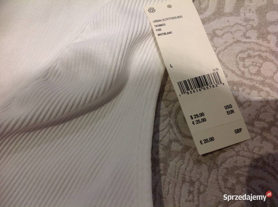 Crop Top Biały Damski BDG ML Prążek Nowy Nowa Sól