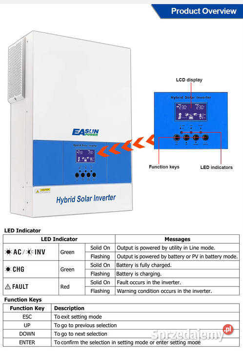 INWERTER SOLARNY HYBRYDOWY PRZETWORNICA EASUN Falowniki dolnośląskie Głogów