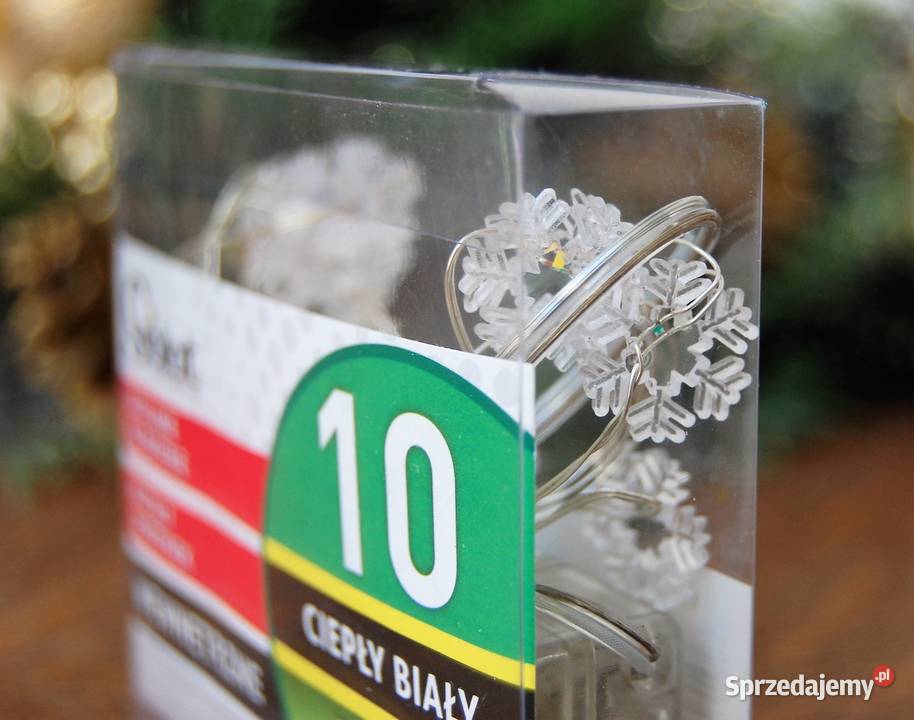 Goliat śnieżynki 10 LED na baterie ciepły biały biały Lublin
