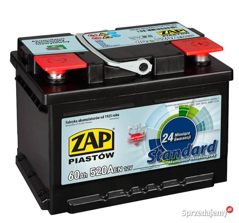 Akumulator ZAP Standard 60Ah 520A wysoka PRAWY Układ elektryczny, zapłon