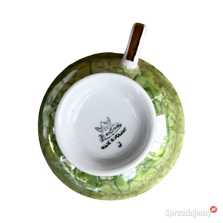 Zielony zestaw śniadaniowy Zakład Porcelany Warszawa