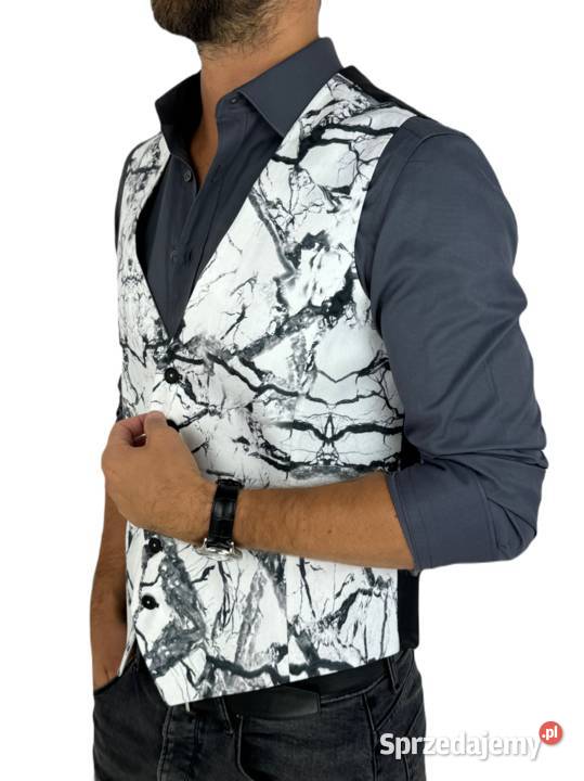 GIOVANNI PERA kamizelka męska D625 biała czarny wielkopolskie Ostrów Wielkopolski sprzedam