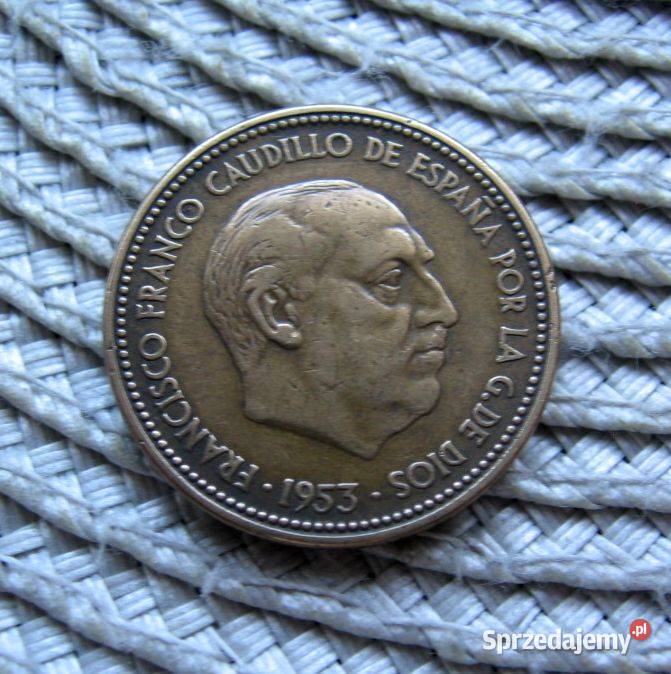 Hiszpania 2 12 Pesety 1953r Franko wielkopolskie Kalisz