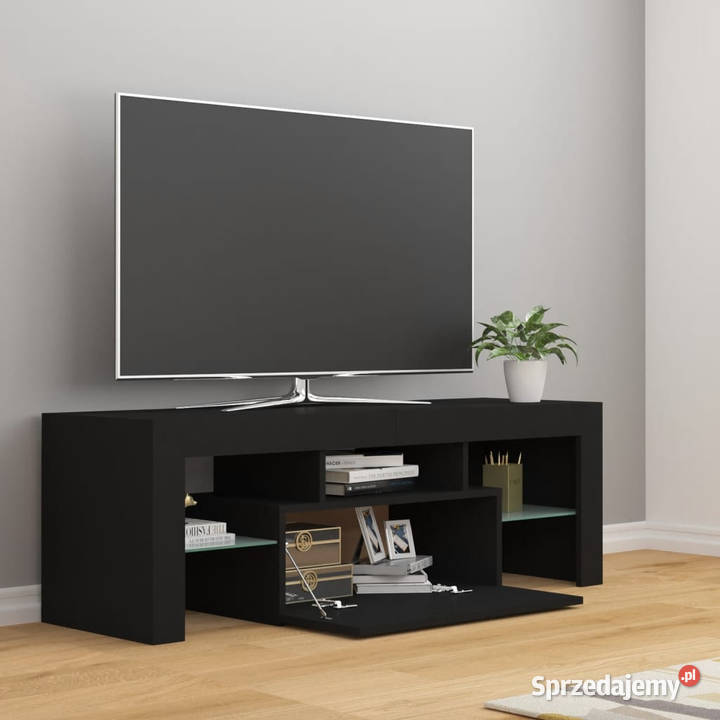 Szafka pod TV z oświetleniem LED czarna Warszawa