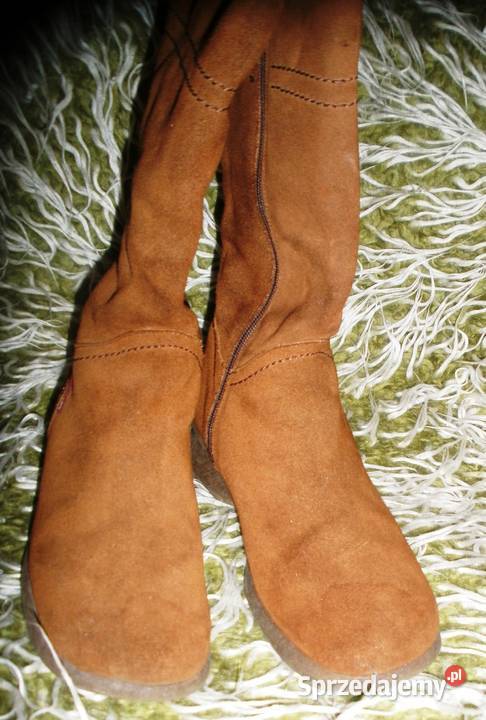 Kozaki skórzane jasnobrązowe damskie ocieplane skóra Moda i Styl Kraków sprzedam