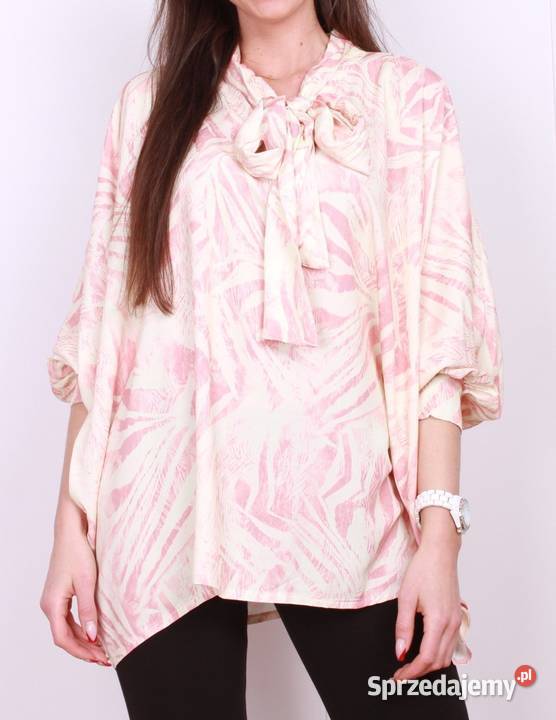 Bluzka z krawatkąkokardą w print liście 3 kolory Białystok