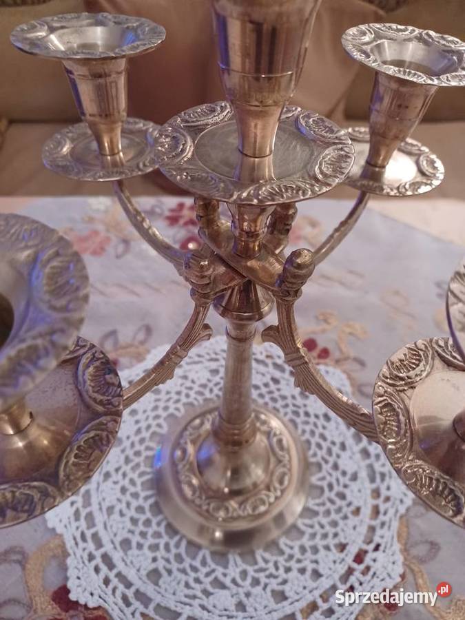 Piękny duży świecznik mosiężny wielkopolskie sprzedam