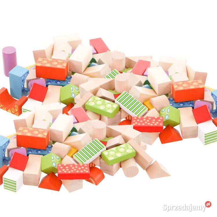 Zestaw 100 sztuk drewnianych klocków klocki podlaskie