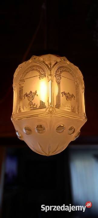 Lampa wisząca dekoracyjnie trawione szkło Skierniewice
