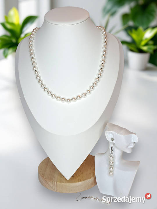 Komplet korale kolczyki z perły PERŁA MAJORKA Warszawa