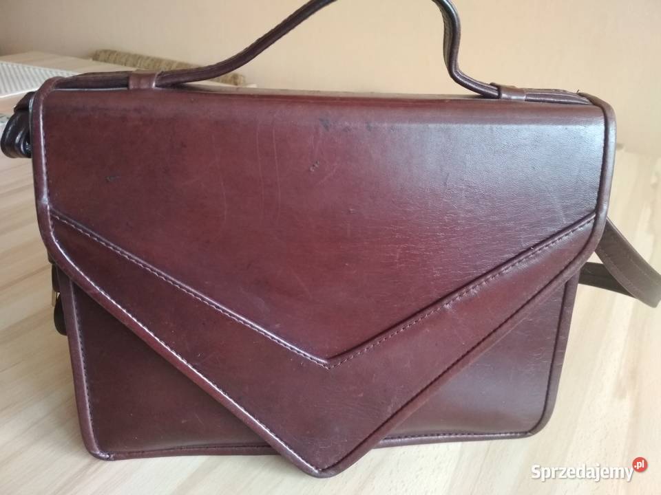 Torebka skórzana bordowa Dla kobiet