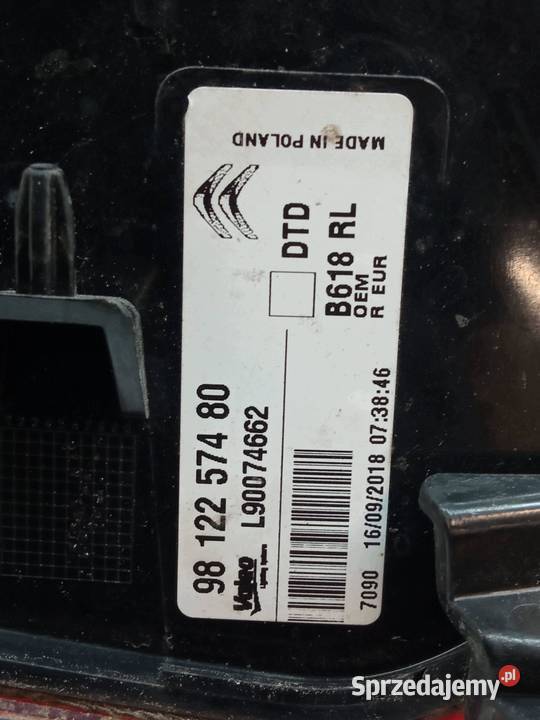 LAMPA TYŁ PRAWA EU 9812257480 Citroen C3 III