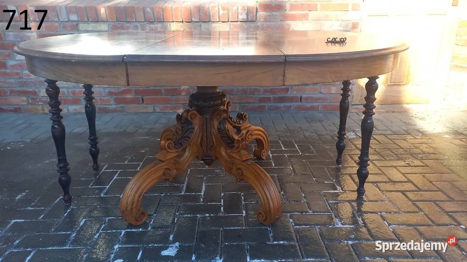 Stół stylowy owalny rozkładany na rzeźbionej zachodniopomorskie Gawroniec