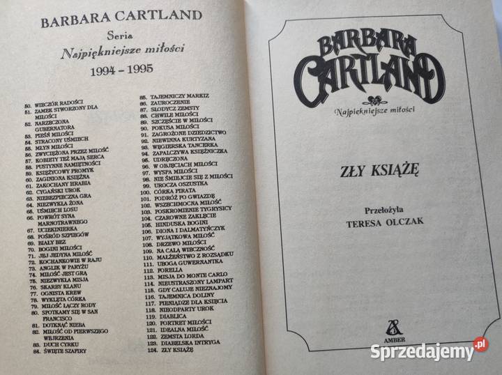 Najpiękniejsze Miłości Barbara Cartland Zły świętokrzyskie Kielce sprzedam