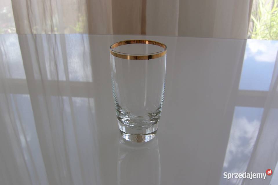 Szklaneczki literatki szkło Krosno złoty pasek 9