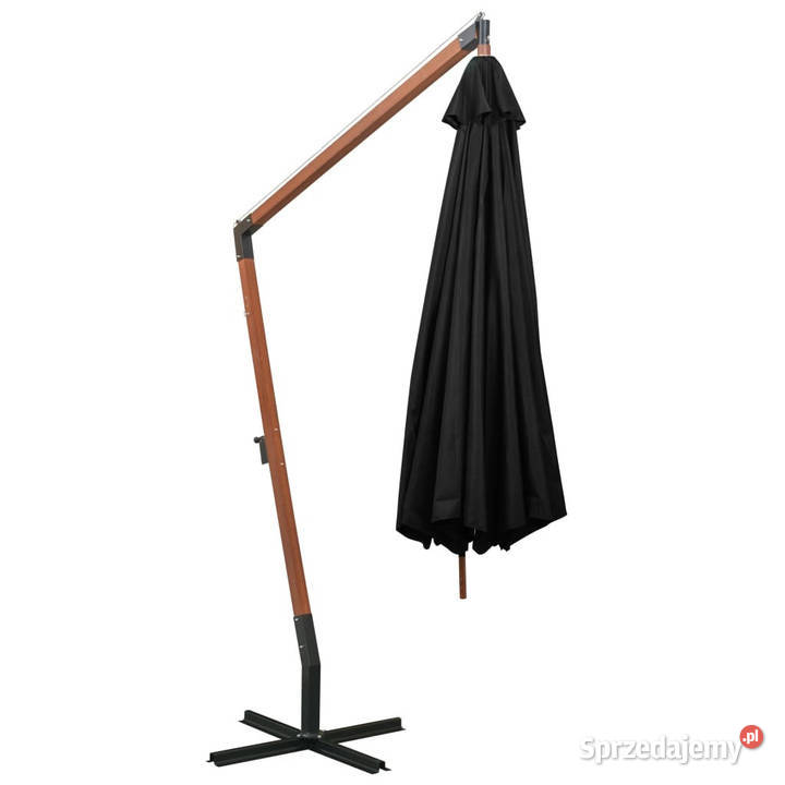 Parasol ogrodowy wiszący jodłowy słupek czarny