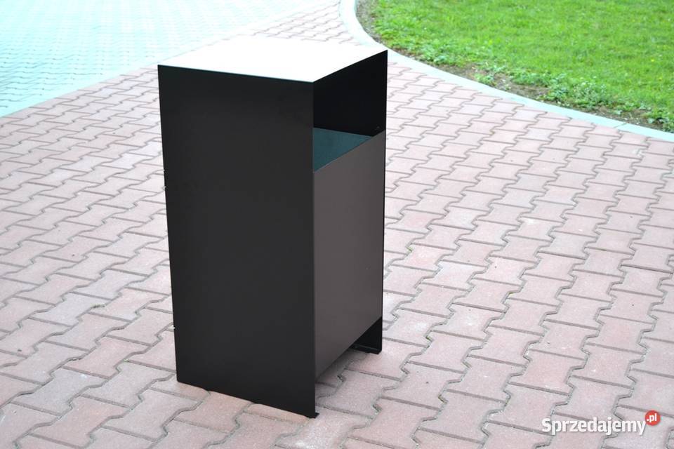 Kosz parkowy miejski stalowy z daszkiem uliczny Warszawa