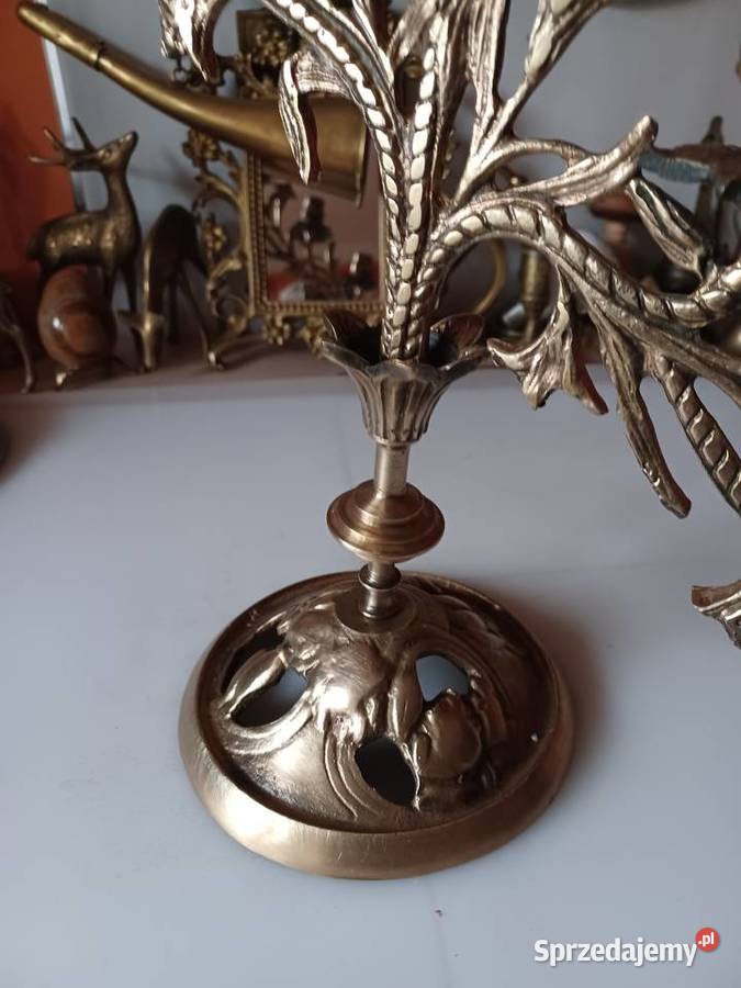 Piękny duży masywny świecznik mosiężny Poznań