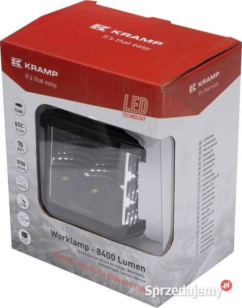 Lampa robocza LED kwadratowa 70W 8400lm 1224V Części i osprzęt rolniczy Kamionna