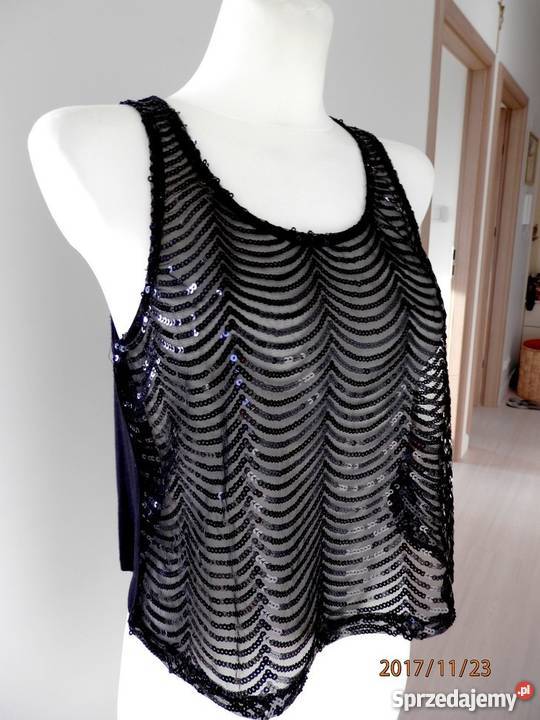 Bluzka Top Czarny Cekiny Siateczka Cekinowa podlaskie Łomża