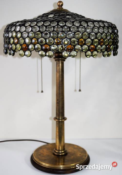 Piękna stara lampa klosz z kaboszonów Antyki wielkopolskie Wysoka sprzedam