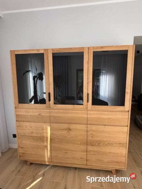 Witryna dębowa 180x200 ze szkłem Kredensy i witryny Pępowo