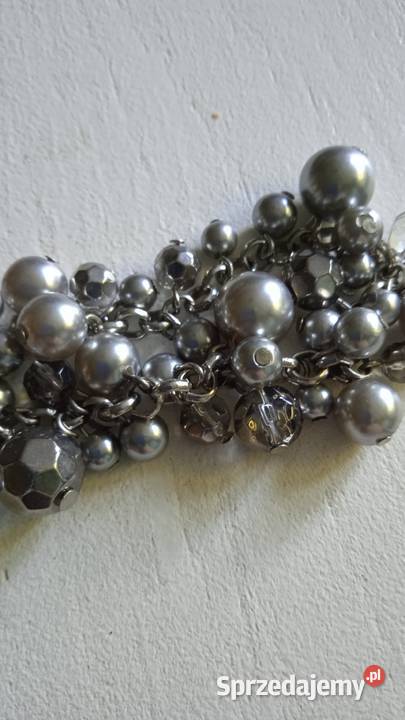 DŁUGI SREBRZONY ŁAŃCUSZEK Z KORALIKAMI Naszyjniki Piła