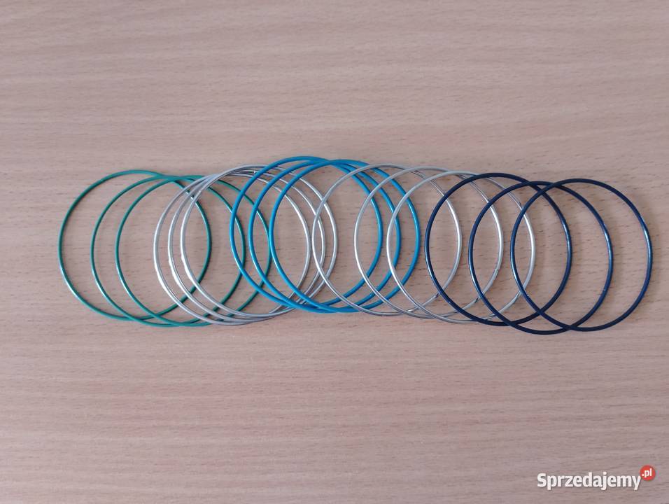 ZESTAW 15 metalowych bransoletek kółka kolorowe Złotniki