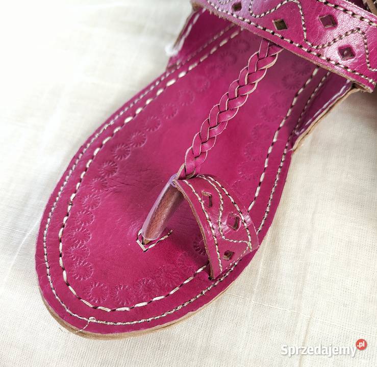 Skórzane japonki kohalpuri 40 fiolet orientalne Szczecin sprzedam