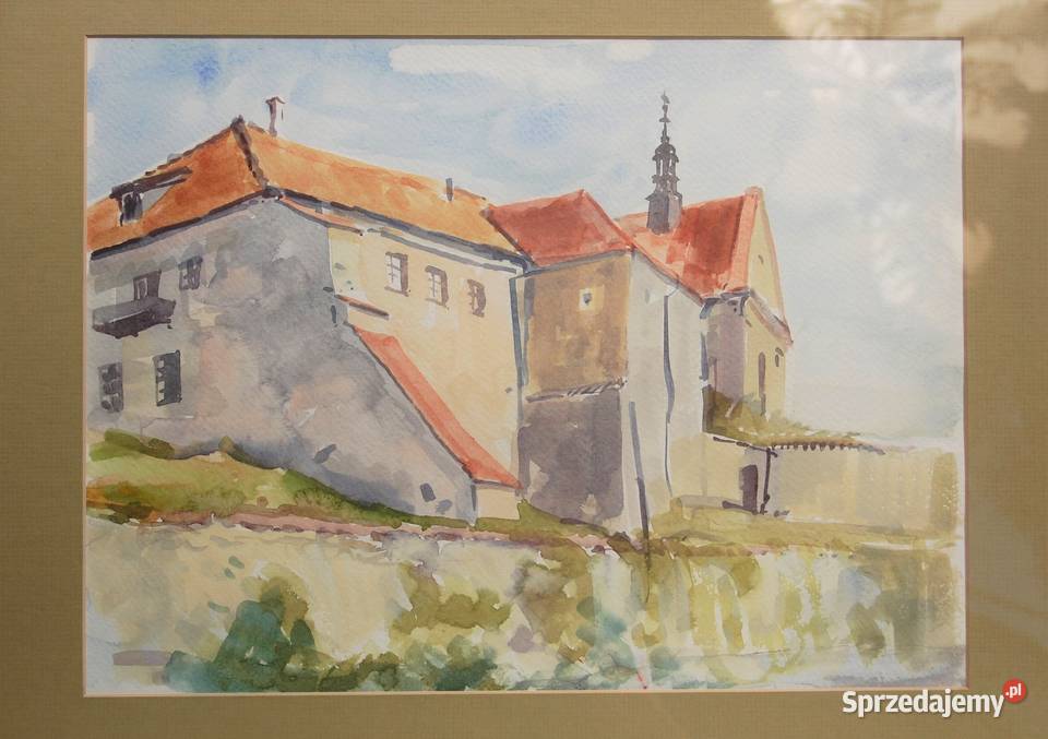 Stare Miasto Lublin akwarela obraz Mirosława wielokolorowy Obrazki i obrazy