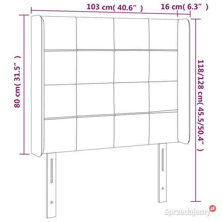 Zagłówek do łóżka z LED taupe 103x16x118128