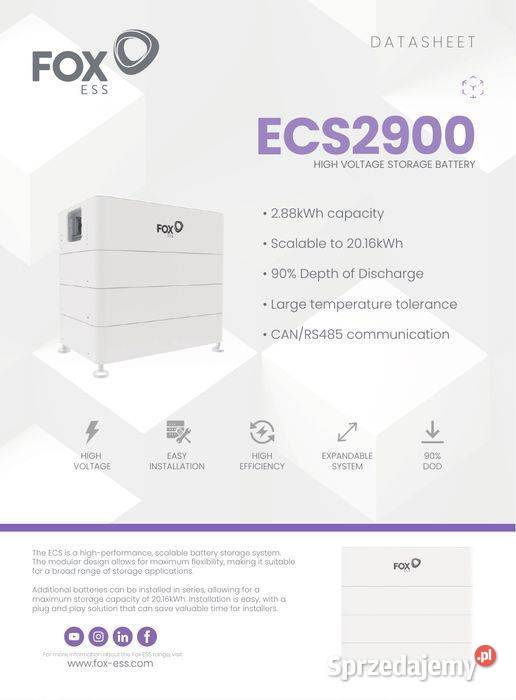 FoxESS Energy Cube 2900 moduł bateryjny 288 kWh sprzedam