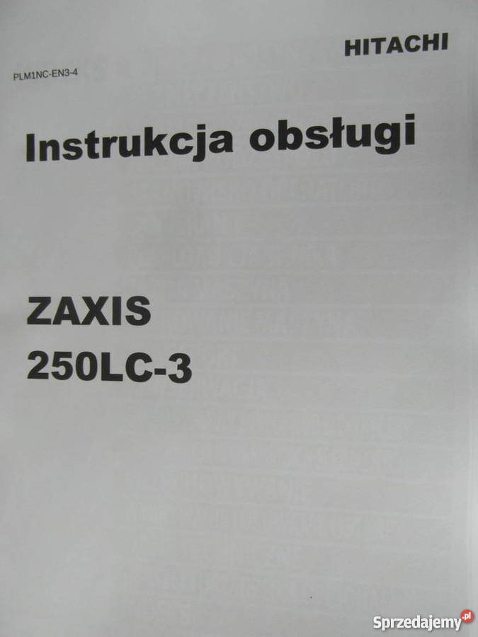 dtr instrukcja obsługi koparka hitachi zaxis Szczecin sprzedam