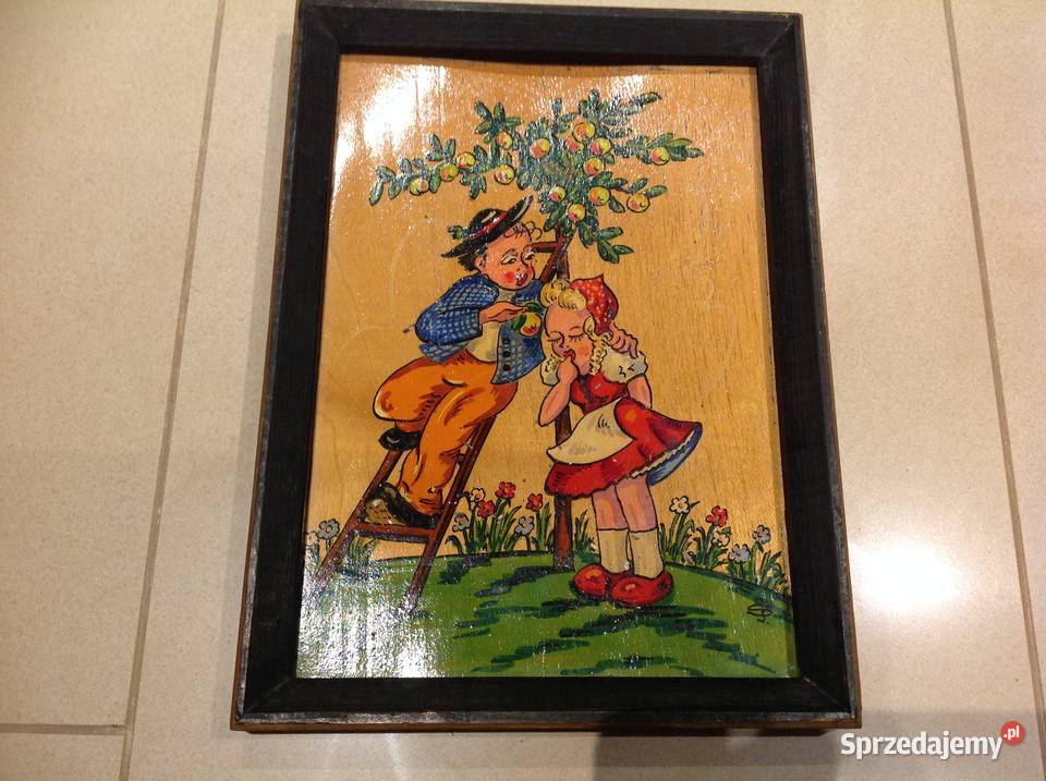 Stary Obrazek Ręcznie malowany Sygnowany lubuskie Nowa Sól