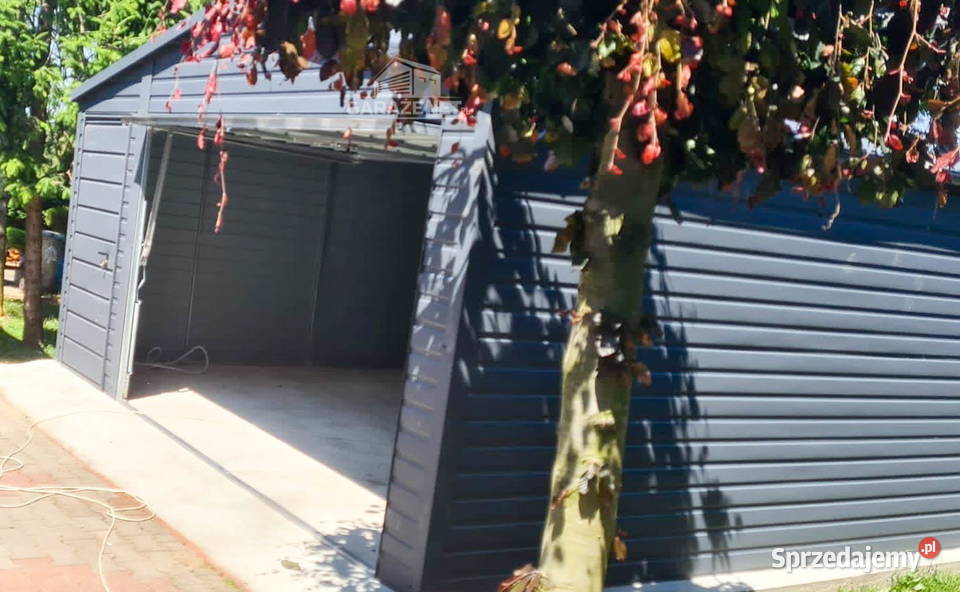 GARAŻ BLASZANY 4m x 5m BRAMA UCHYLNA DRZWI RYNNY