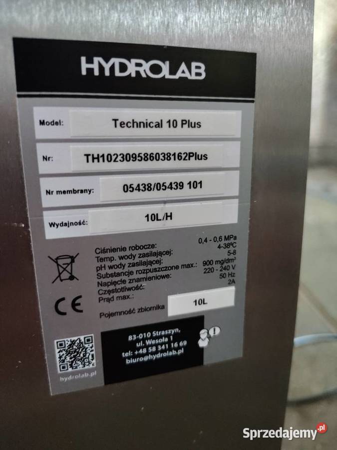 Demineralizator wody TECHNICAL 10 Plus HYDROLAB Łódź sprzedam