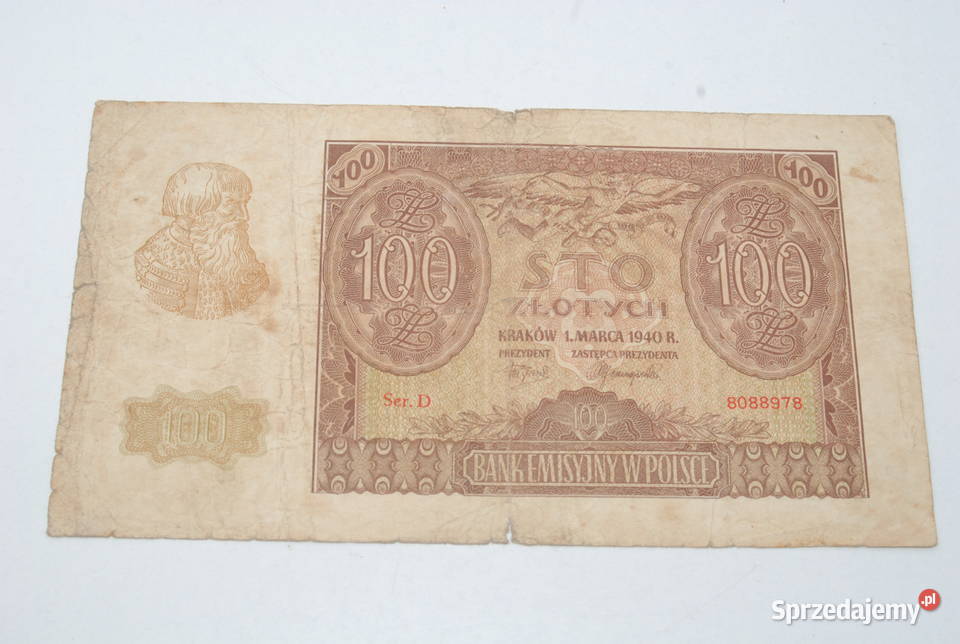 Stary banknot 100 złotych Polskich 1940 unikat Cieszyn