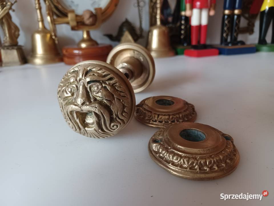 Komplet klamek gałek obrotowych Mosiądz Kolekcja wielkopolskie Poznań